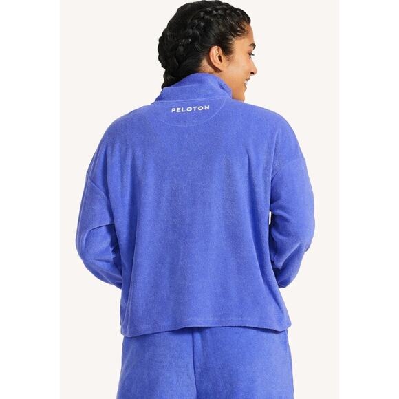 Peloton Terrycloth 1/4 Zip Pullover Sweatshirt in Purple - Size: Large - Picture 3 of 7